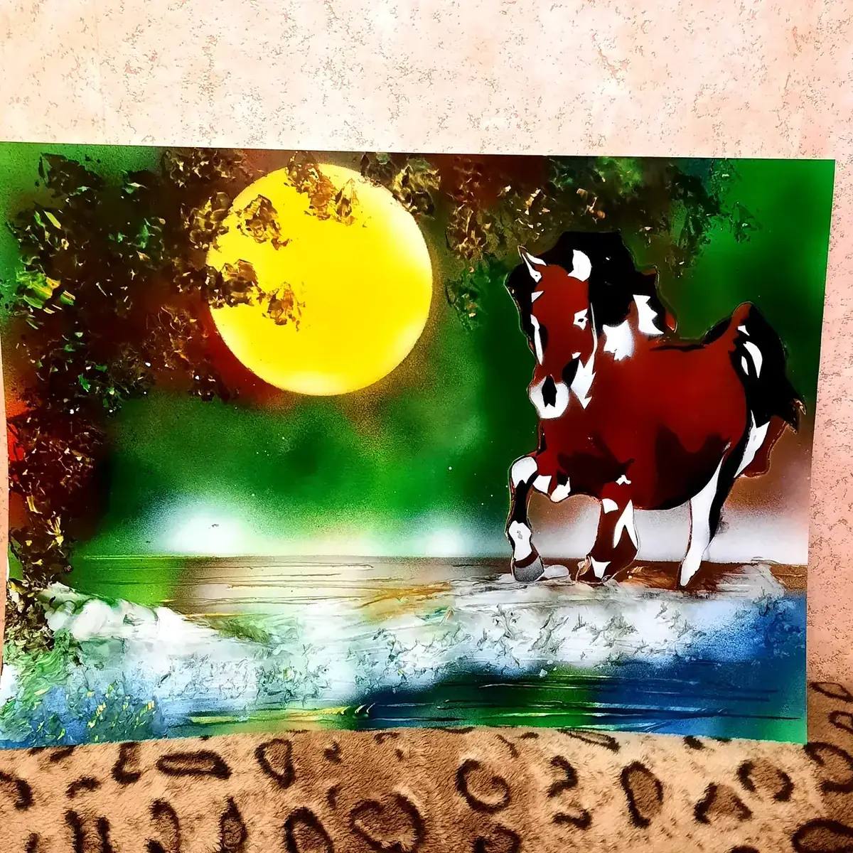Ночной скакун — картина баллончиком на холсте 80x60 см, техника spray-art